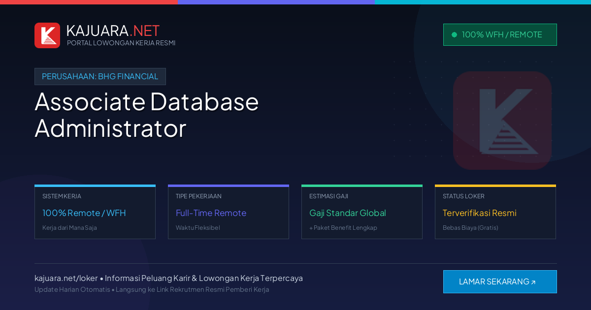 Lowongan Kerja Remote: Associate Database Administrator di BHG Financial