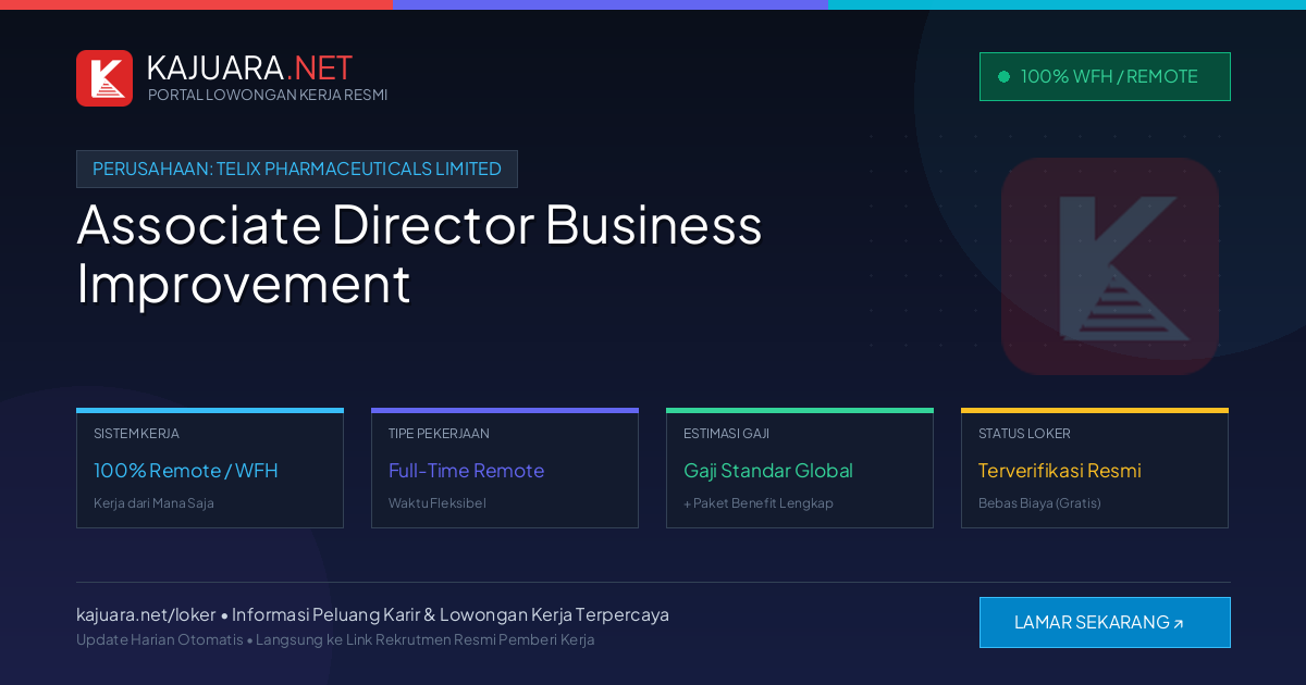 Lowongan Kerja Remote: Associate Director Business Improvement di Telix Pharmaceuticals Limited