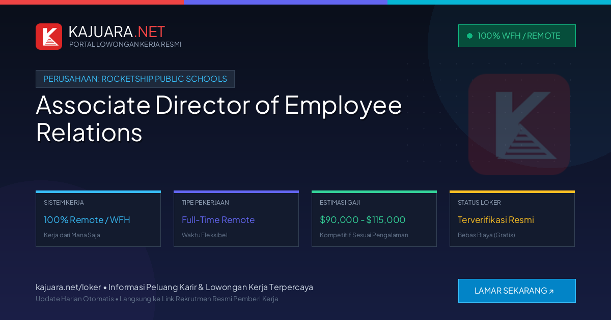 Lowongan Kerja Remote: Associate Director of Employee Relations di Rocketship Public Schools