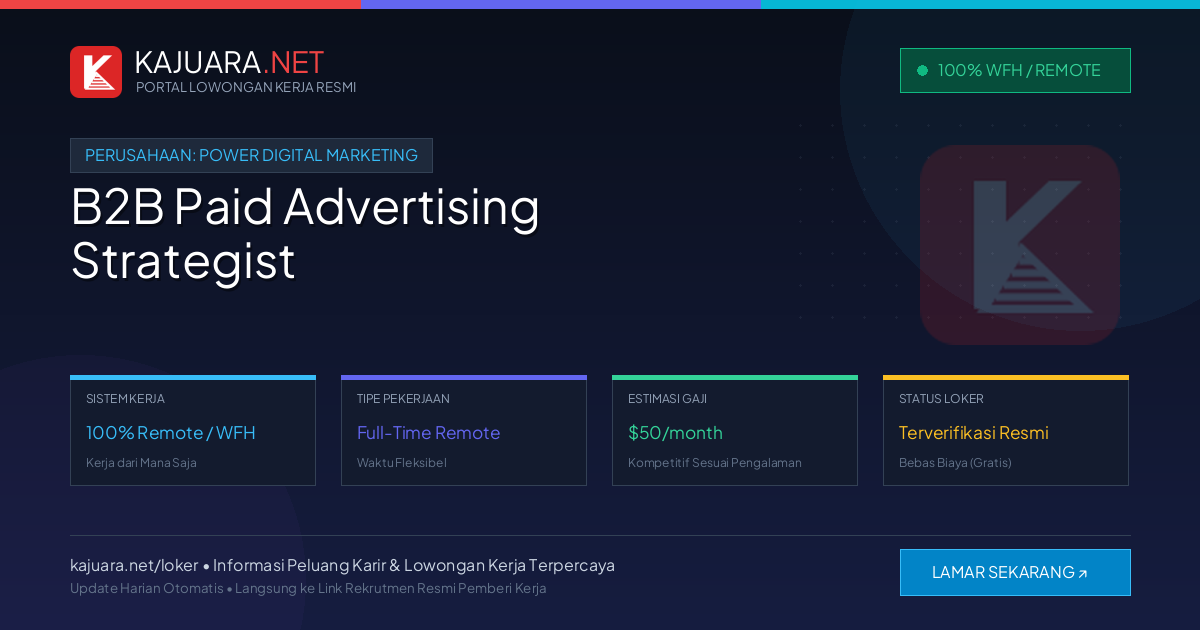 Lowongan Kerja Remote: B2B Paid Advertising Strategist di Power Digital Marketing