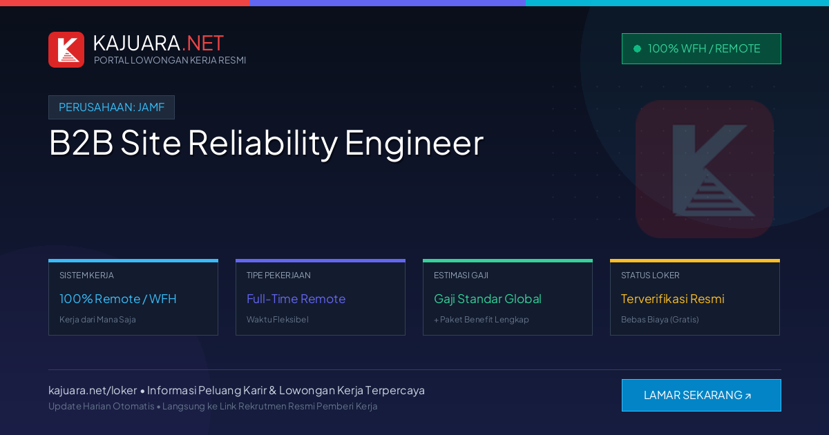 Lowongan Kerja Remote: B2B Site Reliability Engineer di Jamf