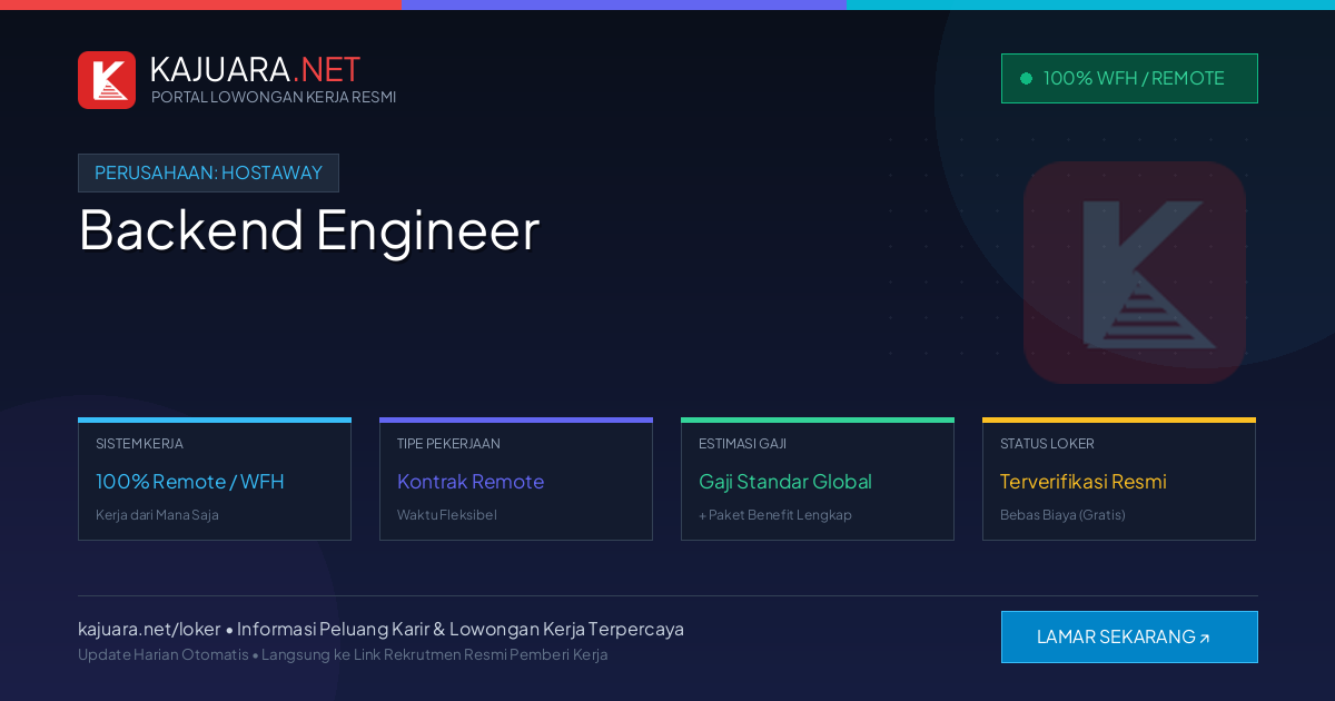 Lowongan Kerja Remote: Backend Engineer di Hostaway