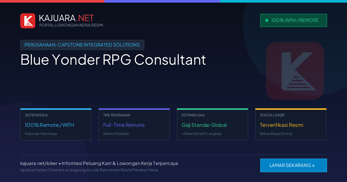 Lowongan Kerja Remote: Blue Yonder RPG Consultant di Capstone Integrated Solutions