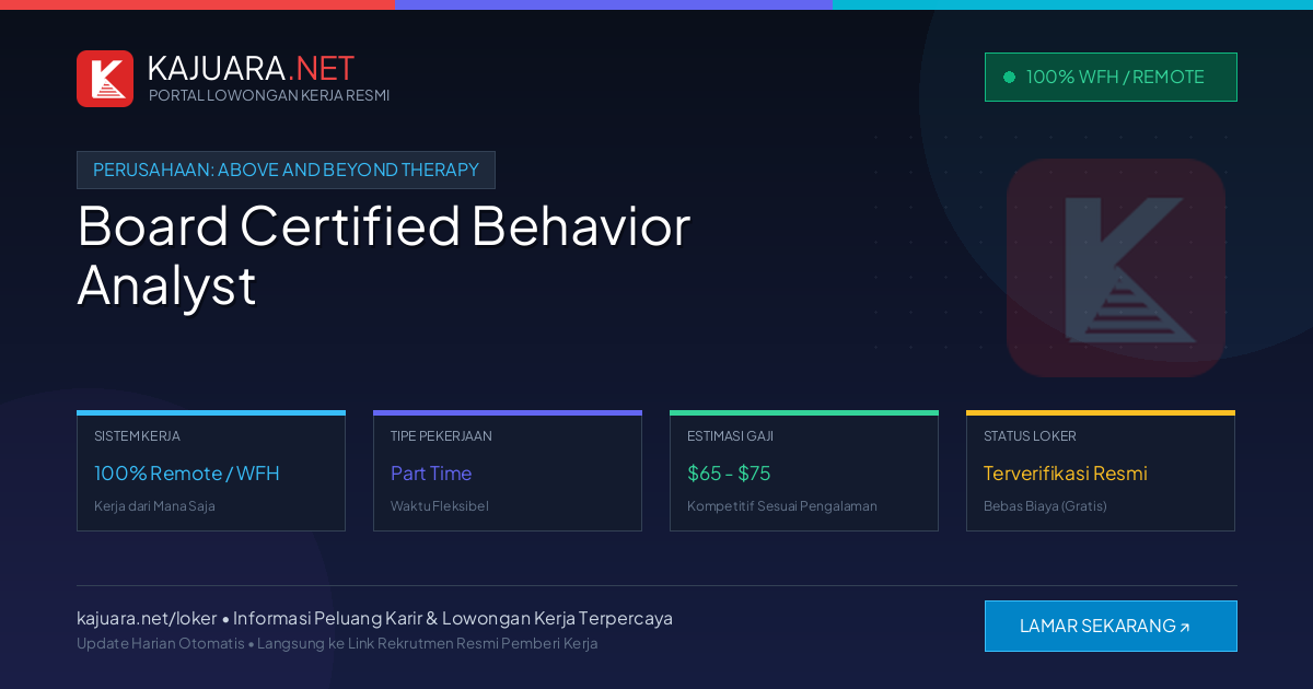 [Remote / WFH] Board Certified Behavior Analyst at Above and Beyond Therapy ($65 - $75)