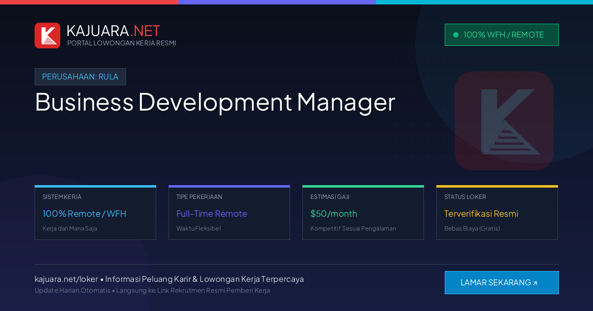 Lowongan Kerja Remote: Business Development Manager di Rula