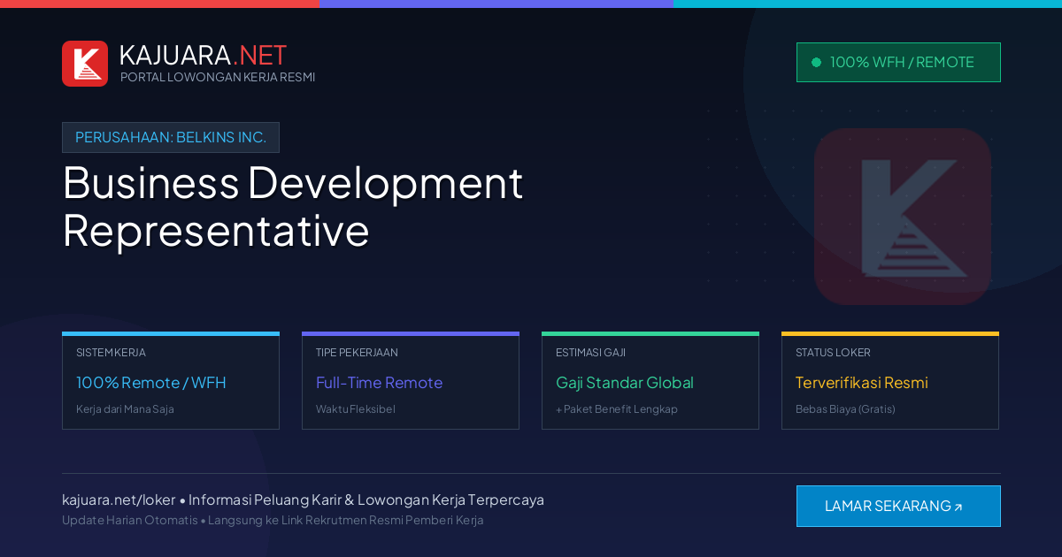 Lowongan Kerja Remote: Business Development Representative di Belkins Inc.