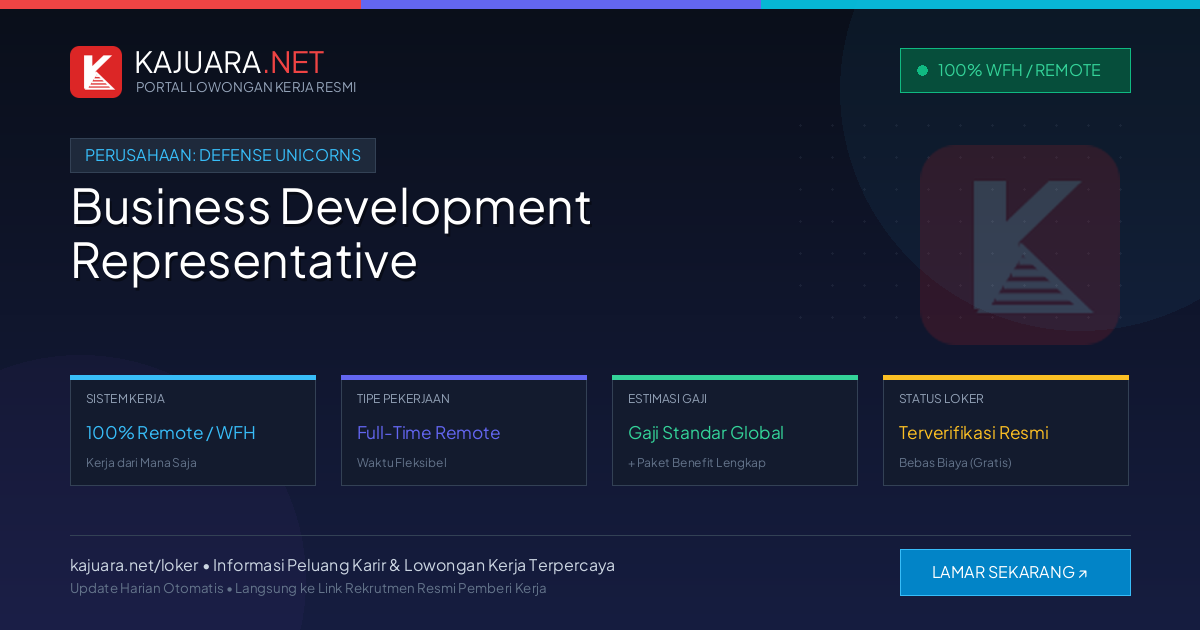 Lowongan Kerja Remote: Business Development Representative di Defense Unicorns