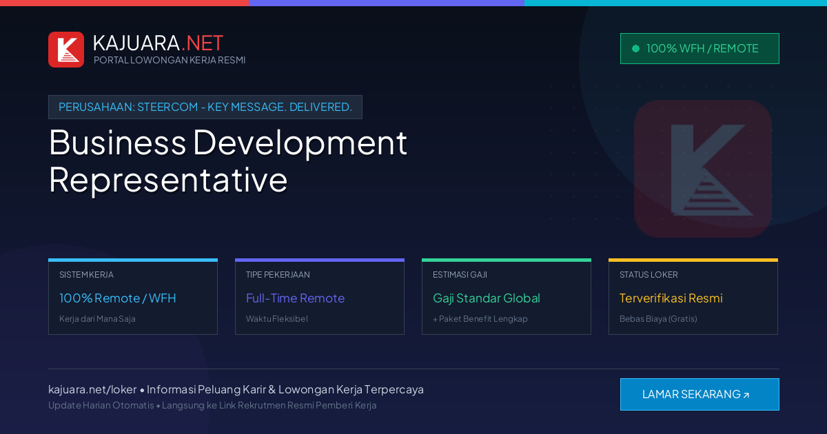 Lowongan Kerja Remote: Business Development Representative di steercom - Key Message. Delivered.