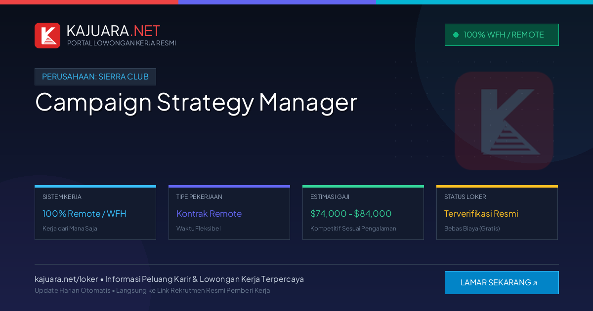 Lowongan Kerja Remote: Campaign Strategy Manager di Sierra Club