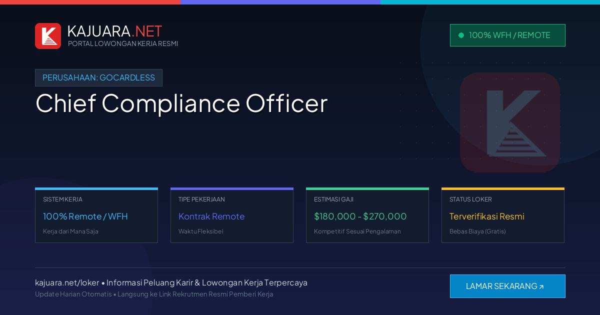 [Work From Home] Chief Compliance Officer at GoCardless ($180,000 - $270,000)