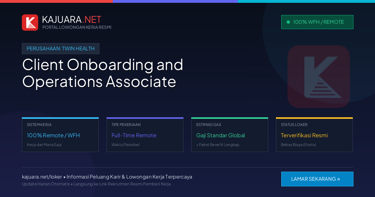 Lowongan Kerja Remote: Client Onboarding and Operations Associate di Twin Health