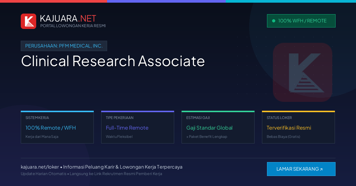 [Remote / WFH] Clinical Research Associate at pfm medical, inc. – Immediate Opening