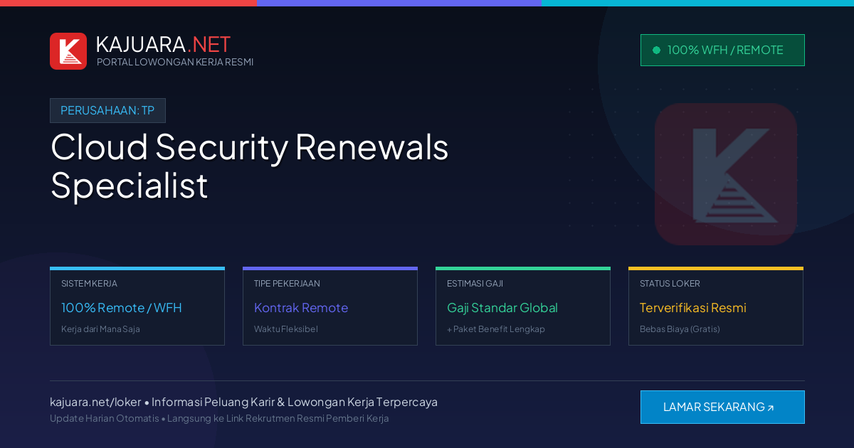 [Work From Home] Cloud Security Renewals Specialist at TP – Apply Online