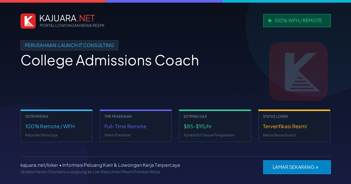 Lowongan Kerja Remote: College Admissions Coach di Launch It Consulting