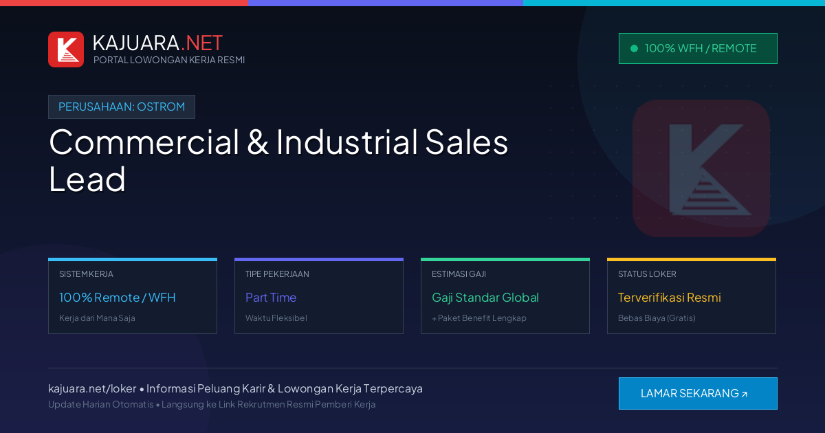 Lowongan Kerja Remote: Commercial & Industrial Sales Lead di Ostrom