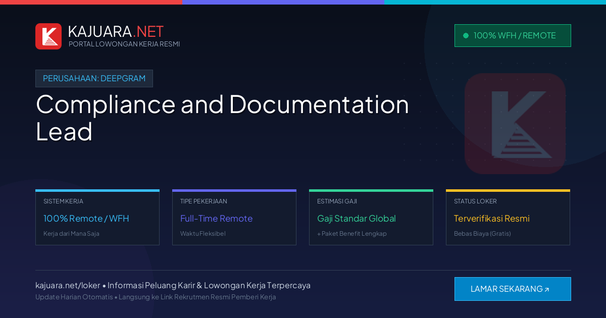 [Remote / WFH] Compliance and Documentation Lead at Deepgram – Immediate Opening