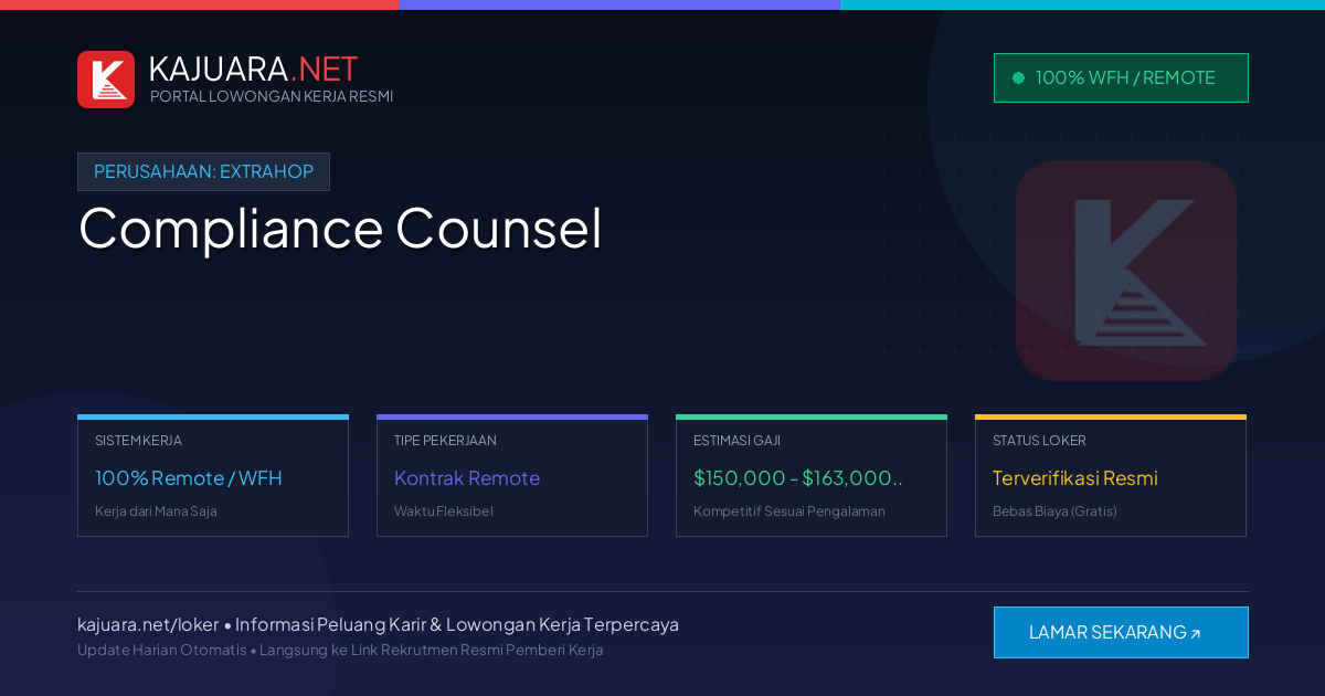 Lowongan Kerja Remote: Compliance Counsel di ExtraHop