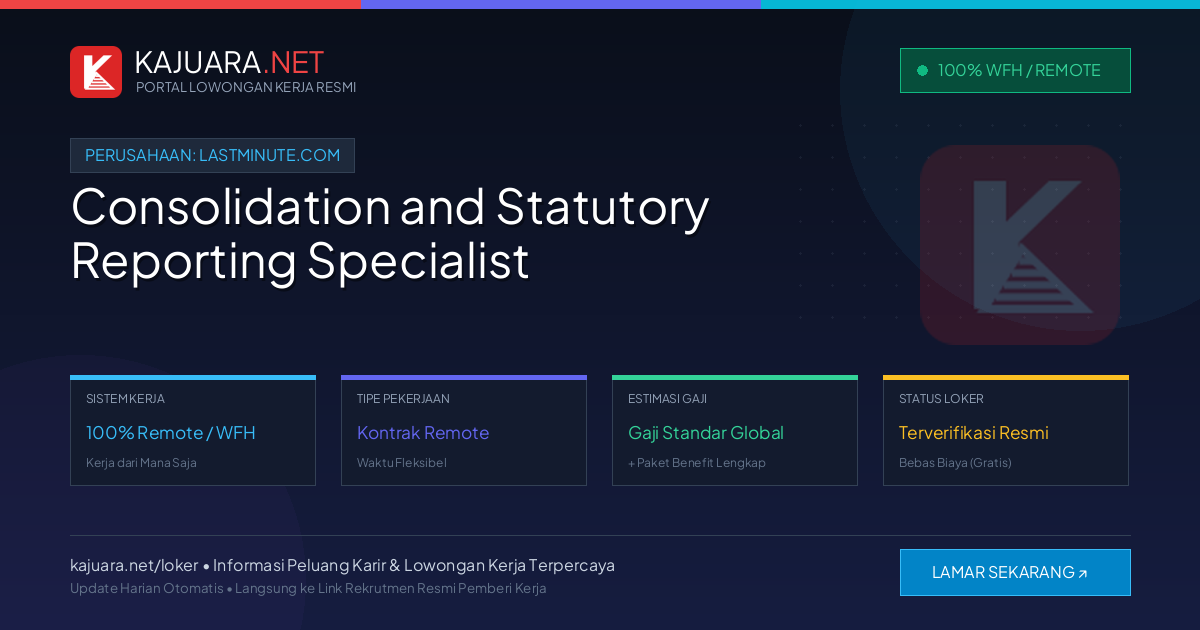 Lowongan Kerja Remote: Consolidation and Statutory Reporting Specialist di lastminute.com