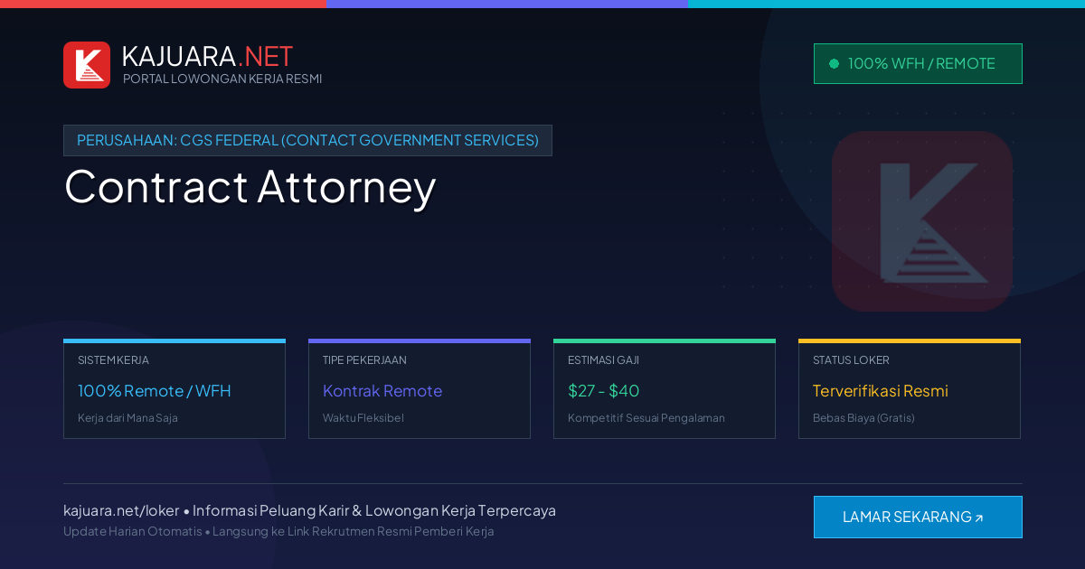 Lowongan Kerja Remote: Contract Attorney di CGS Federal (Contact Government Services)