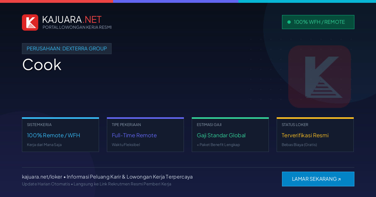 Lowongan Kerja Remote: Cook di Dexterra Group