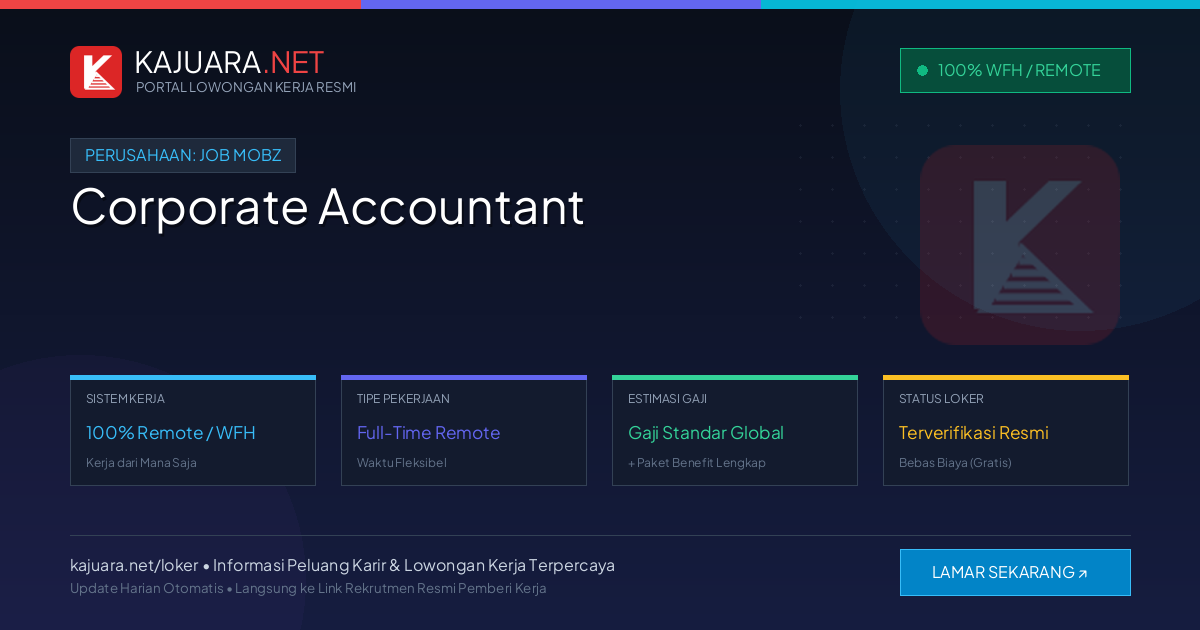 [Remote / WFH] Corporate Accountant at Job Mobz – Immediate Opening