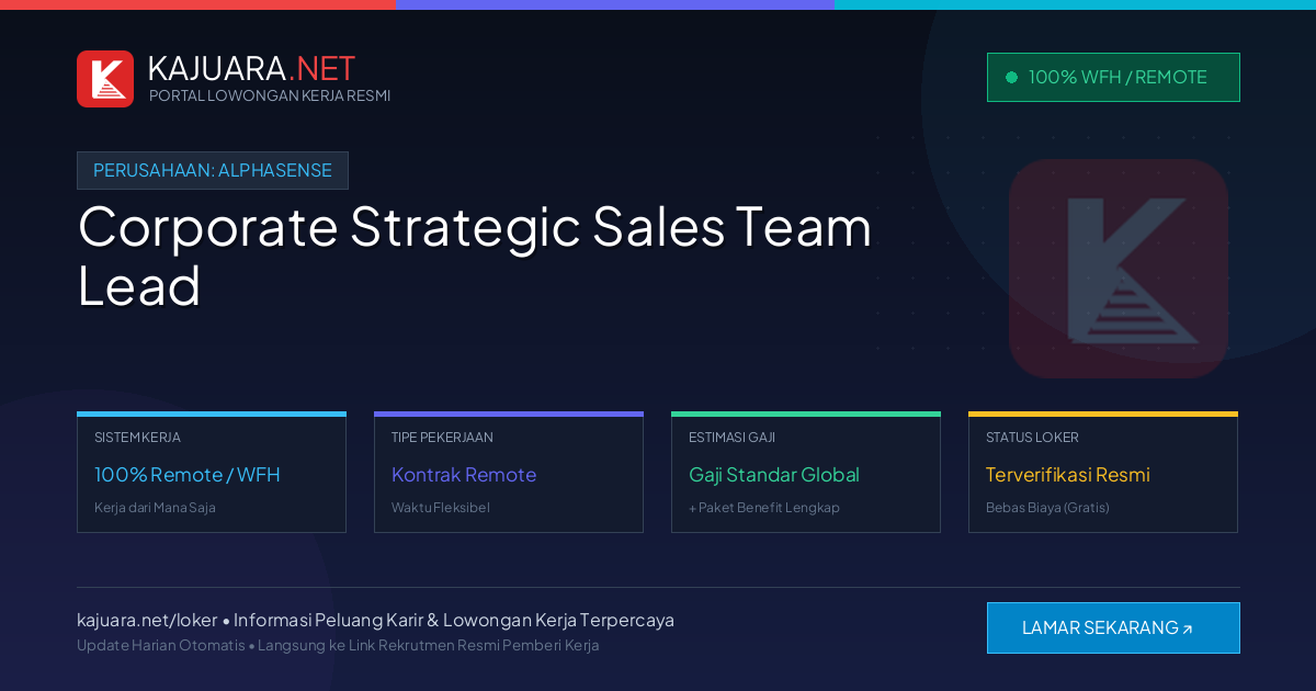 Lowongan Kerja Remote: Corporate Strategic Sales Team Lead di AlphaSense