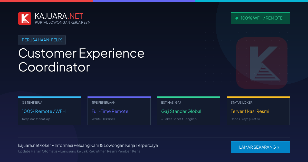 Lowongan Kerja Remote: Customer Experience Coordinator di Felix