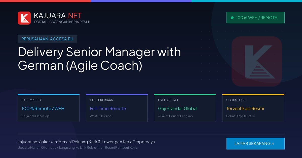 Lowongan Kerja Remote: Delivery Senior Manager with German (Agile Coach) di accesa.eu