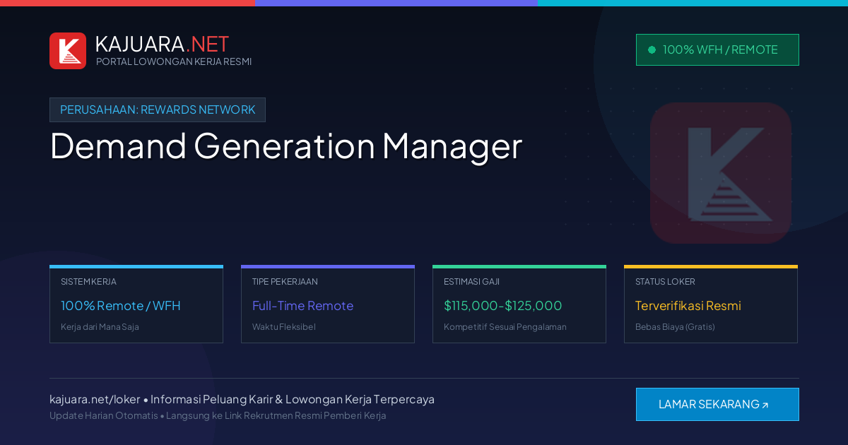 Lowongan Kerja Remote: Demand Generation Manager di Rewards Network