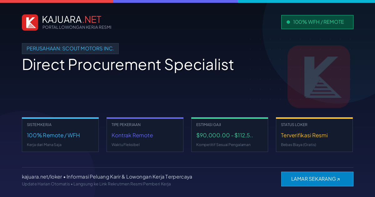 Lowongan Kerja Remote: Direct Procurement Specialist di Scout Motors Inc.