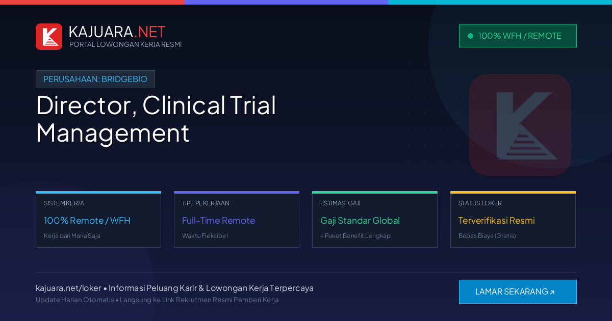Lowongan Kerja Remote: Director, Clinical Trial Management di BridgeBio