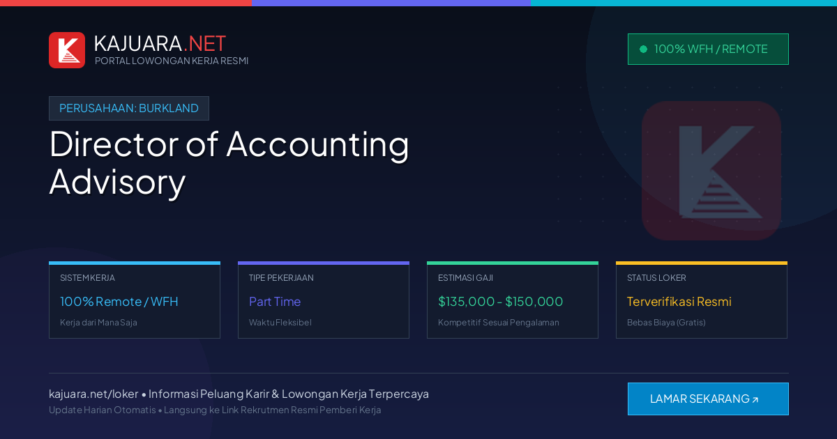 Lowongan Kerja Remote: Director of Accounting Advisory di Burkland