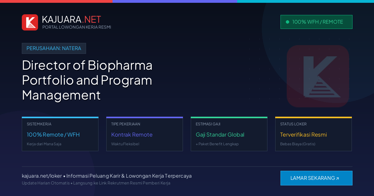 Lowongan Kerja Remote: Director of Biopharma Portfolio and Program Management di Natera