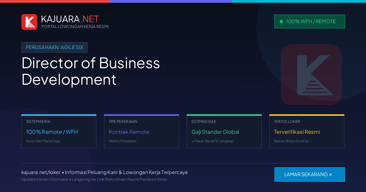 Lowongan Kerja Remote: Director of Business Development di agile six