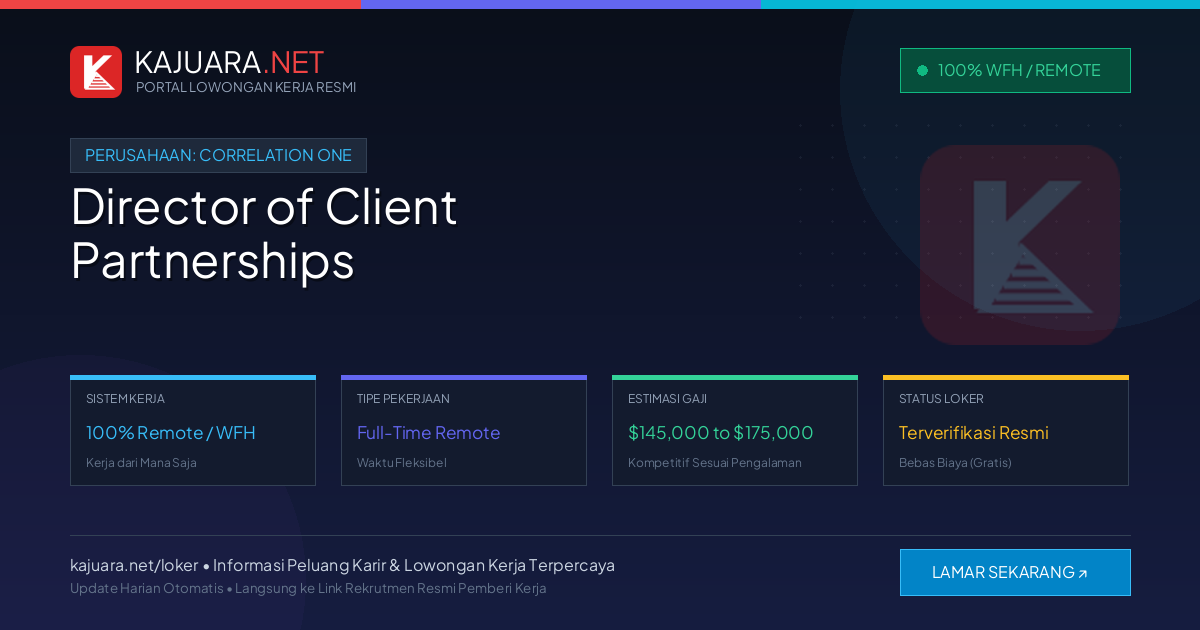 [100% Remote] Director of Client Partnerships at Correlation One ($145,000 to $175,000)