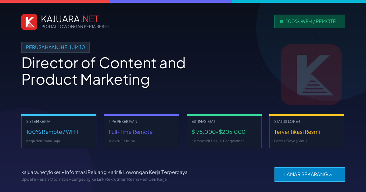 Lowongan Kerja Remote: Director of Content and Product Marketing di Helium 10