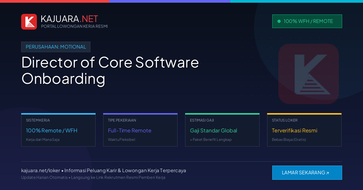 Lowongan Kerja Remote: Director of Core Software Onboarding di Motional