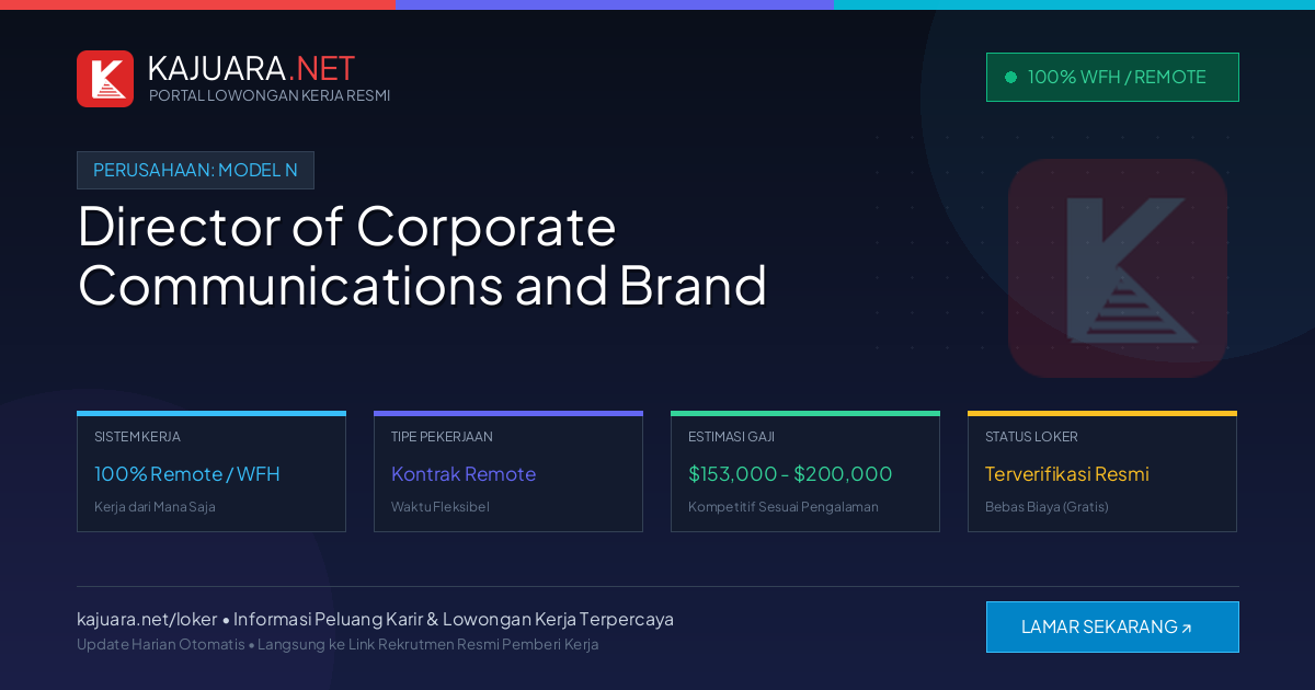 Lowongan Kerja Remote: Director of Corporate Communications and Brand di Model N