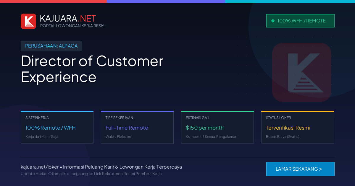 Lowongan Kerja Remote: Director of Customer Experience di Alpaca