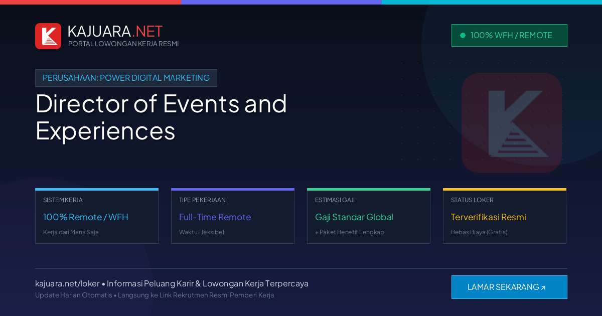 Lowongan Kerja Remote: Director of Events and Experiences di Power Digital Marketing