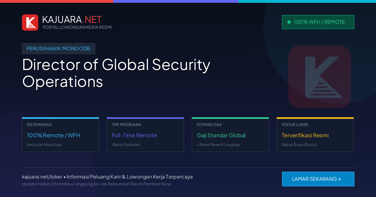 Lowongan Kerja Remote: Director of Global Security Operations di MongoDB
