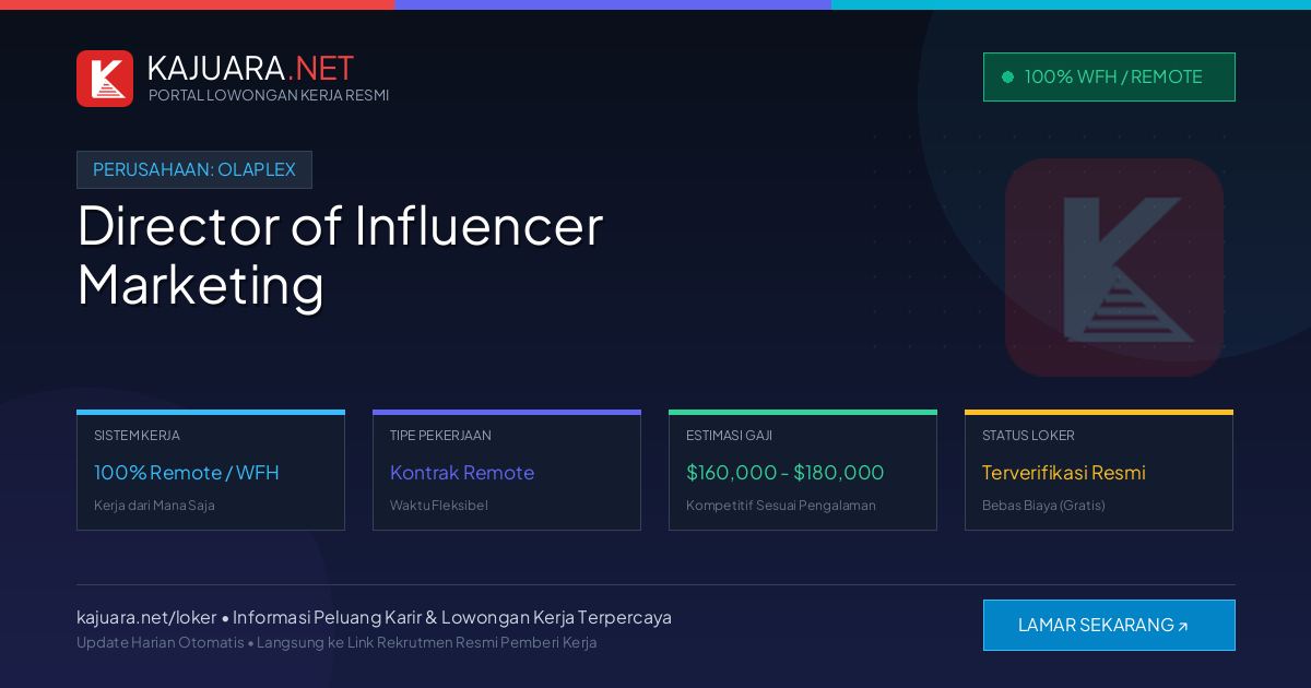 Lowongan Kerja Remote: Director of Influencer Marketing di OLAPLEX