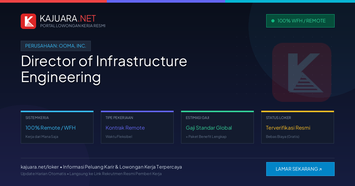 Lowongan Kerja Remote: Director of Infrastructure Engineering di Ooma, Inc.