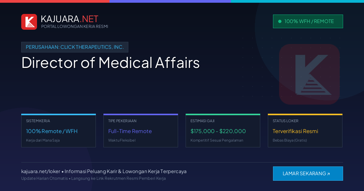 Lowongan Kerja Remote: Director of Medical Affairs di Click Therapeutics, Inc.