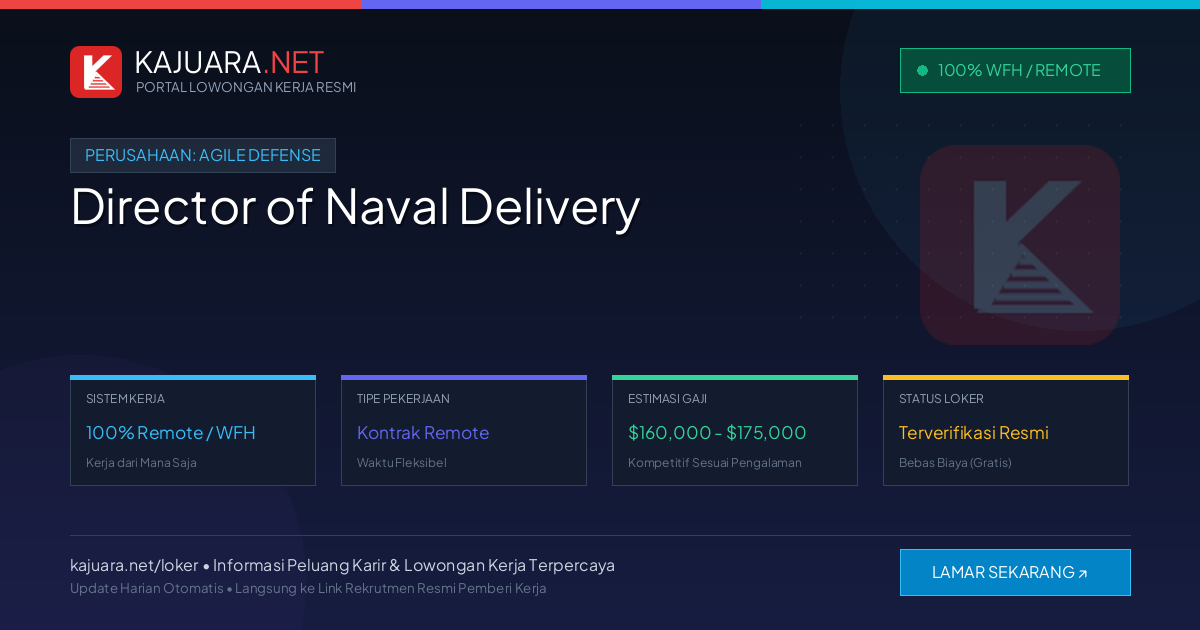 Lowongan Kerja Remote: Director of Naval Delivery di Agile Defense