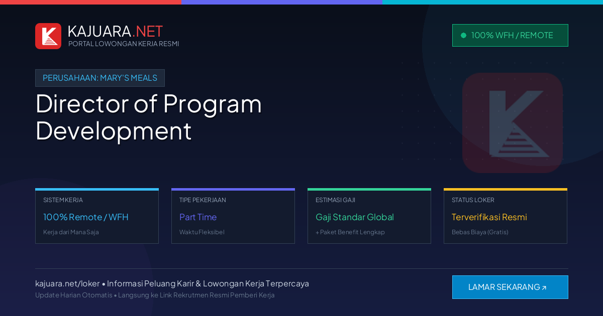 Lowongan Kerja Remote: Director of Program Development di Mary's Meals