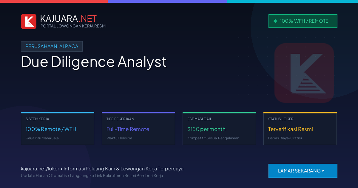 Lowongan Kerja Remote: Due Diligence Analyst di Alpaca