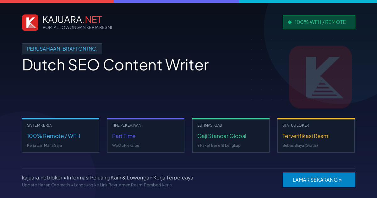 Lowongan Kerja Remote: Dutch SEO Content Writer di Brafton Inc.
