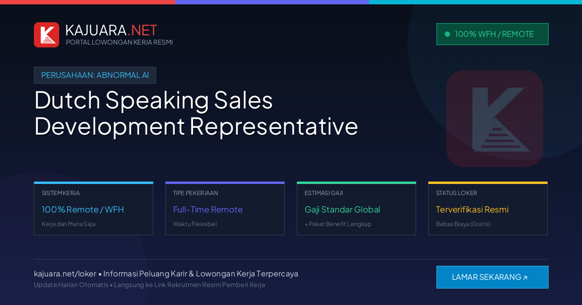 Lowongan Kerja Remote: Dutch Speaking Sales Development Representative di Abnormal AI