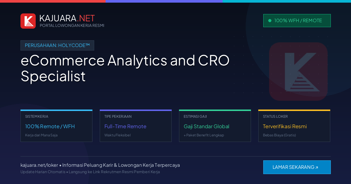 [Remote / WFH] eCommerce Analytics and CRO Specialist at Holycode™ – Immediate Opening